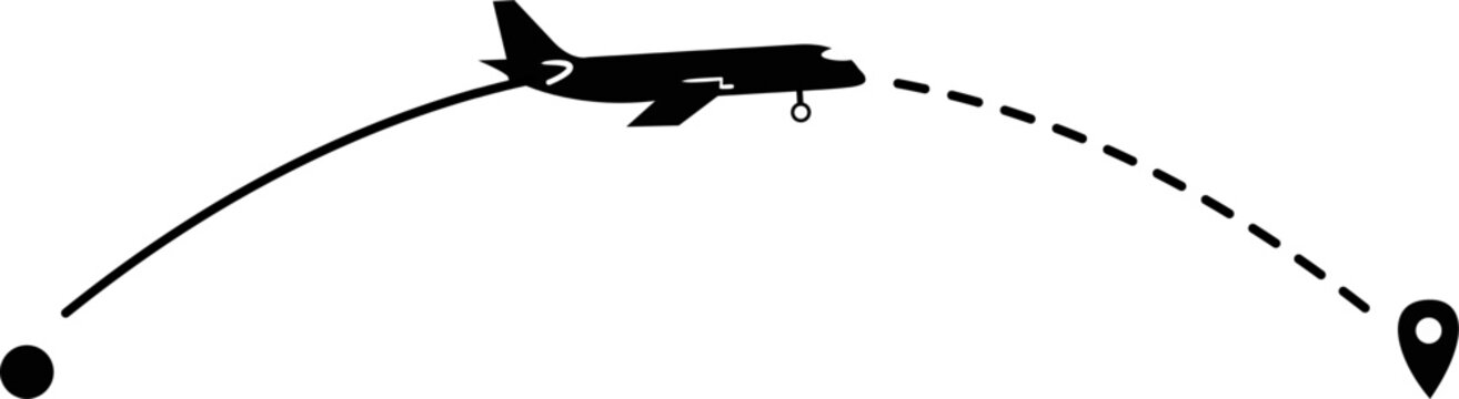 air plane reach in the destination. air plane route. airplane location.