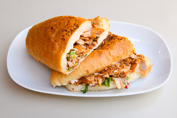 Meat Chicken Doner, between bread (Turkish Name : ekmek arasi et doner, tavuk doner, Gobit ekmek...