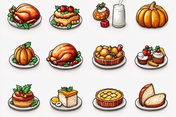 Arrangement of nutritious foods including fruits, vegetables, salmon, and supplements displayed on a clean white background