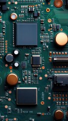 Fototapeta premium Close-up of a laptop motherboard showcasing advanced low power technology for efficient computing.