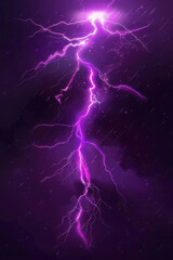 Dramatic purple lightning strikes illuminating a stormy night sky, showcasing nature&rsquo;s powerful electrical display.
