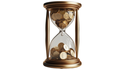 Time is Money: Hourglass filled with gold coins