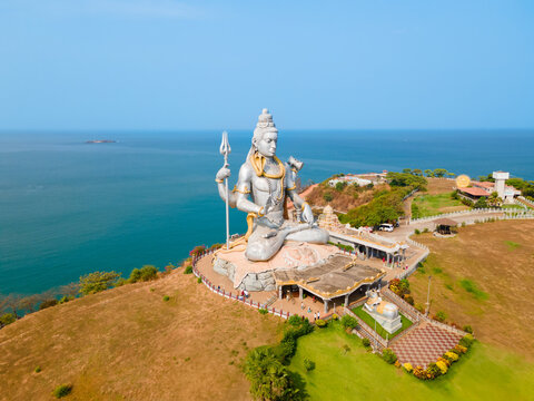 Murudeshwara Temple aerial panoramic view in India