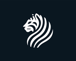 Tiger logo design vector template. Black and white silhouette tiger vector illustration.