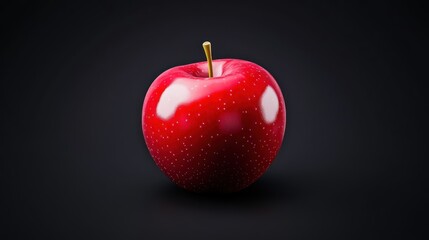 A shiny red apple on a dark background, emphasizing freshness.