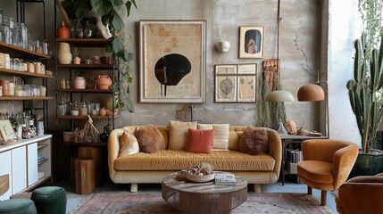 small home decor shop with vintage furniture, handmade home accessories