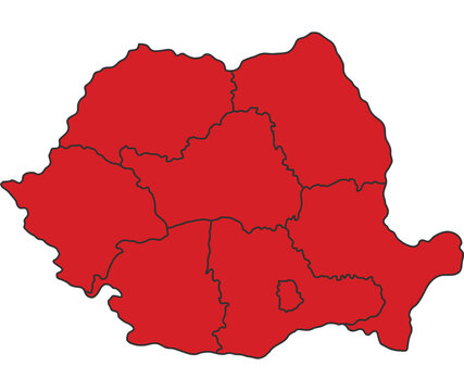 recommend clip art: Romania Red map with border of regions outline vector