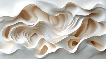 Obraz premium Abstract White and Beige Wavy Form Sculpture