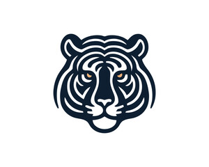Tiger logo design vector template. Black and white silhouette tiger vector illustration.