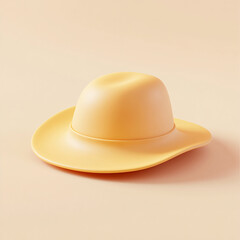 Charming pastel yellow sun hat whimsical design cartoon style playful setting creative viewpoint summer vibe