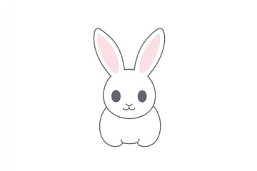 Obraz premium A cute and adorable white rabbit with bright pink ears sitting in a calm and peaceful environment