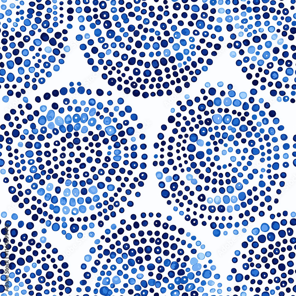 Aufkleber vibrant circular patterns in varying shades of blue on a white background, creating a playful and ar
