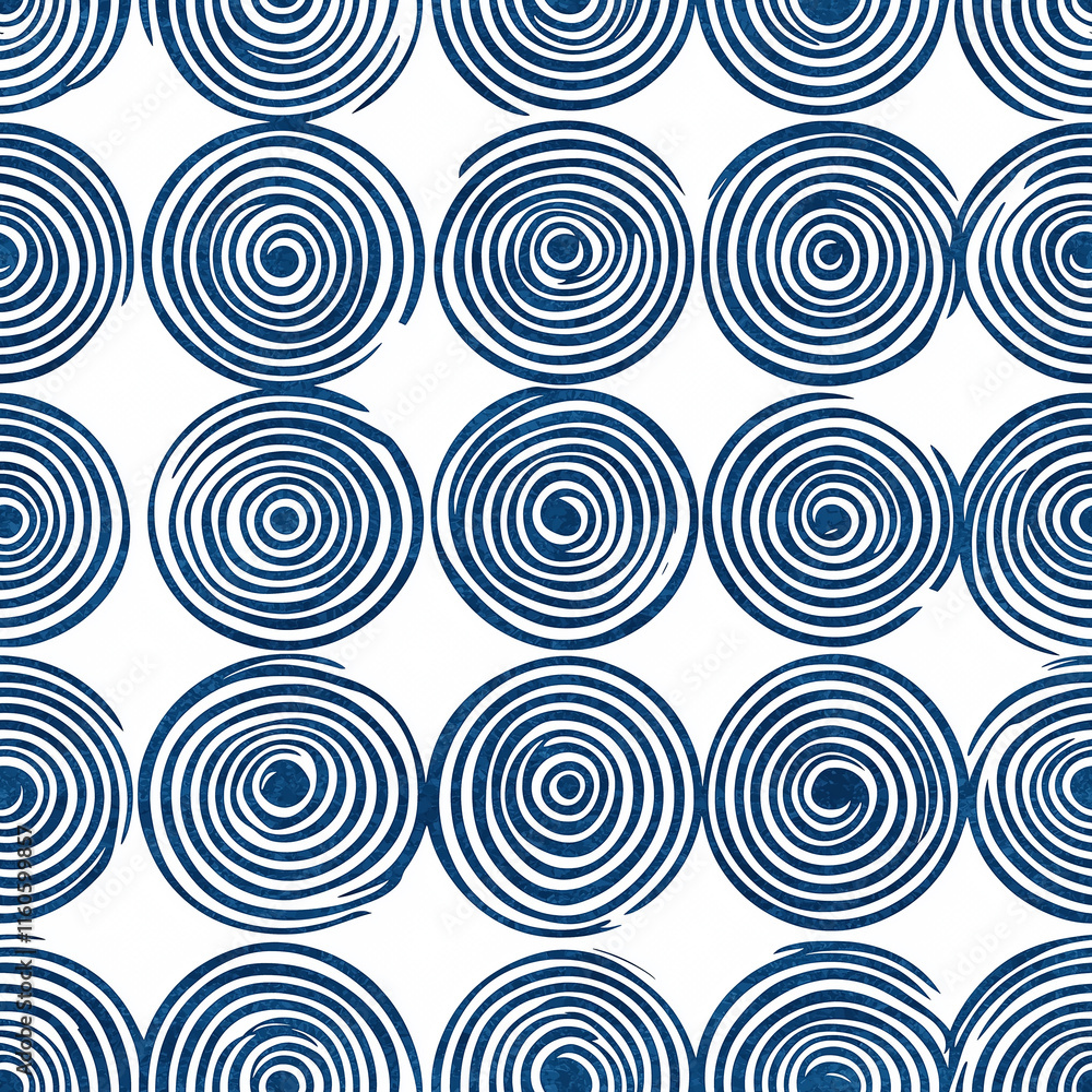 Poster pattern of blue concentric circles on a white background, creating a modern and stylish design suita
