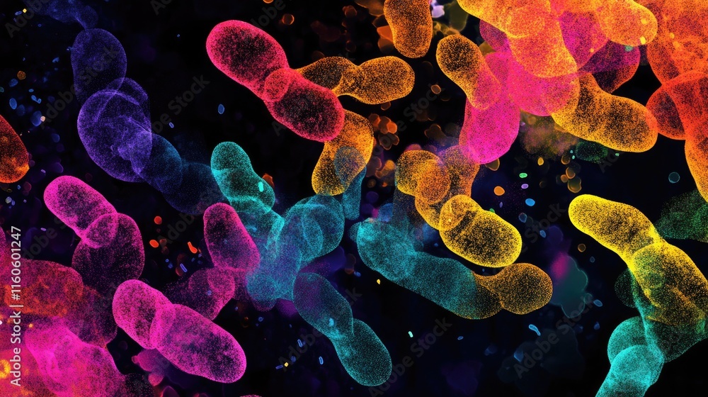Poster Digital rendering of prophase chromosomes and spindle apparatus in vibrant colors, symbolizing the complex process of cell division.