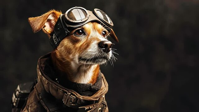 Adventurous Canine in Vintage Aviator Gear Showcasing Unique Style and Character Traits