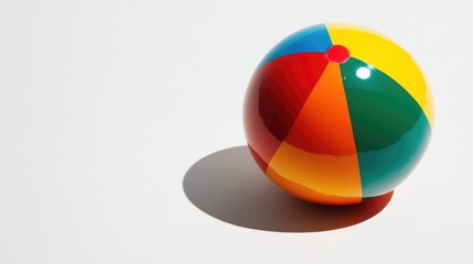 Fototapeta premium Colorful Beach Ball on Light Background with Shadow Effects