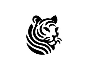 Tiger head, tiger face, logo design vector template. Black and white tiger logo vector illustration.