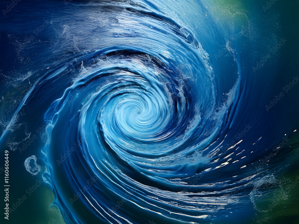 Fototapete a mesmerizing whirlpool of deep blues and whites, swirling into a luminous center. the dynamic energ