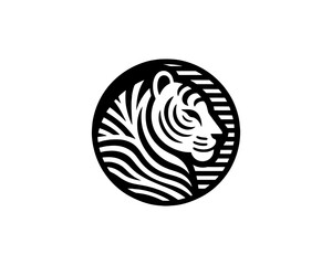 Tiger head, tiger face, logo design vector template. Black and white tiger logo vector illustration.