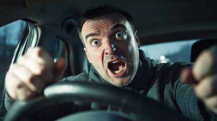 Car with a strange vibration while driving. Featuring a concerned driver