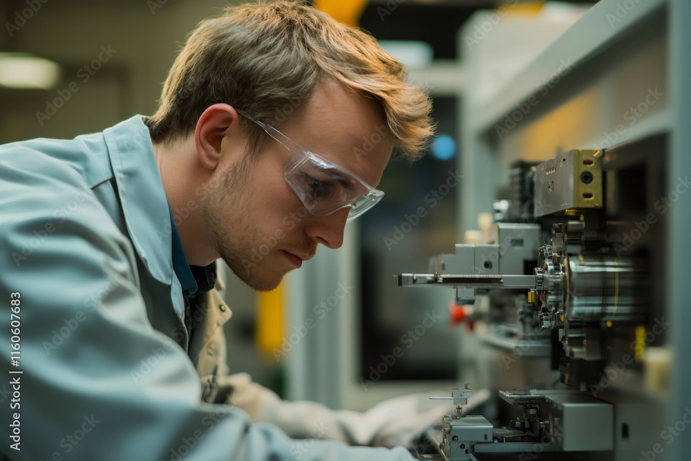 Aufkleber Focused engineer working on a complex machinery in a factory