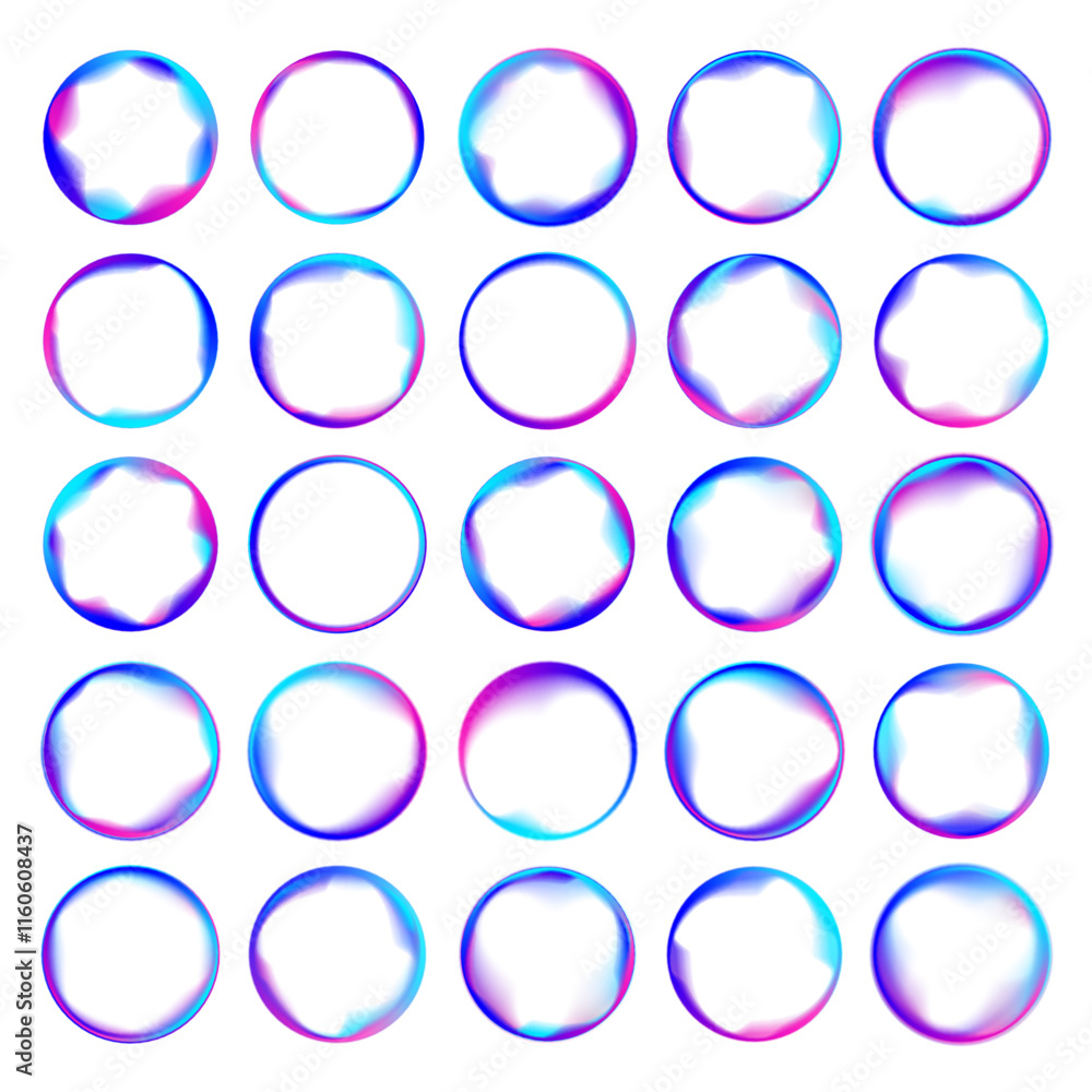Poster abstract cosmic bright colorful round frame png. iridescent chrome drops or hologram irregular freef
