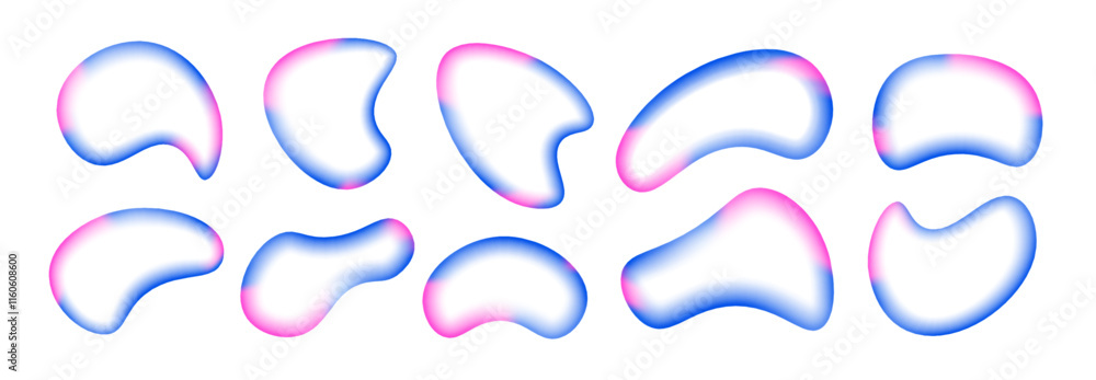 Poster Abstract colorful watercolor mesh with blur frame on isolated transparent background in PNG format. Gradient aura, grainy neon noise drop vector illustration. 
