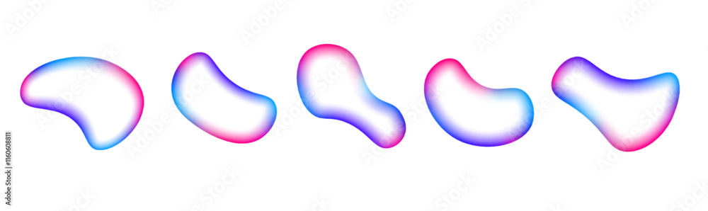 Poster Abstract colorful watercolor mesh with blur frame on isolated transparent background in PNG format. Gradient aura, grainy neon noise drop vector illustration. 