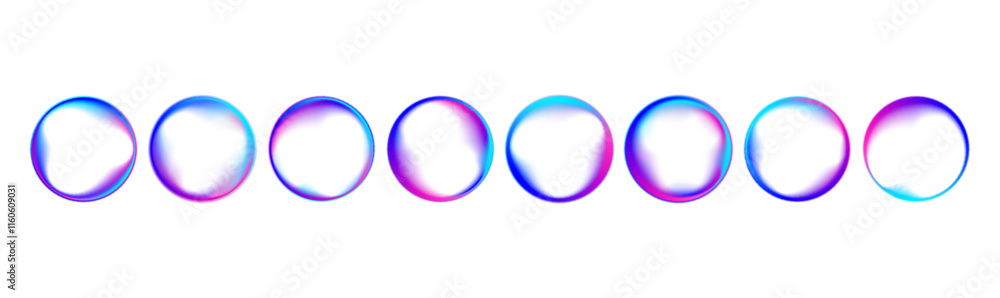 Leinwandbilder set of neon glowing rings with gradient overflow on white background png. colorful bright neon templ