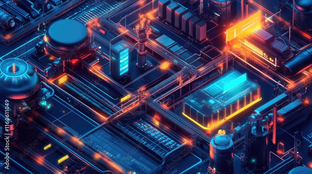 Poster modern digital pipeline illustration showcasing saas and automation technology reshaping industries,