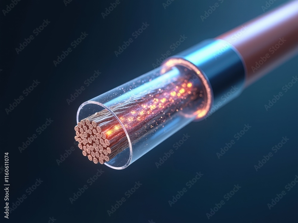 Poster closeup view of a graphene cable showcasing its intricate structure and advanced technology used in 