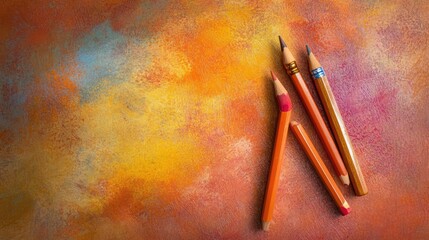 Colorful Drawing Pencils on Vibrant Artistic Background
