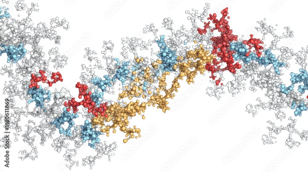 Aufkleber Molecular interaction between nucleotides and proteins in DNA replication and transcription, illustrating the complex biological processes of genetic coding.