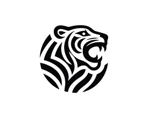 Tiger head, tiger face, logo design vector template. Black and white tiger logo vector illustration.