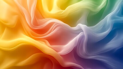 Obraz premium Rainbow Colored Fabric Draped in Soft Waves