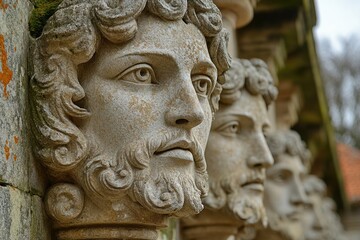 Obraz premium A close-up shot of a statue depicting a man's face, perfect for illustrating ideas related to humanism or philosophy
