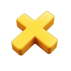 Obraz premium Yellow plus sign 3d isolated on transparent background