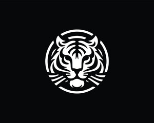 Tiger head, tiger face, logo design vector template. Black and white tiger logo vector illustration.