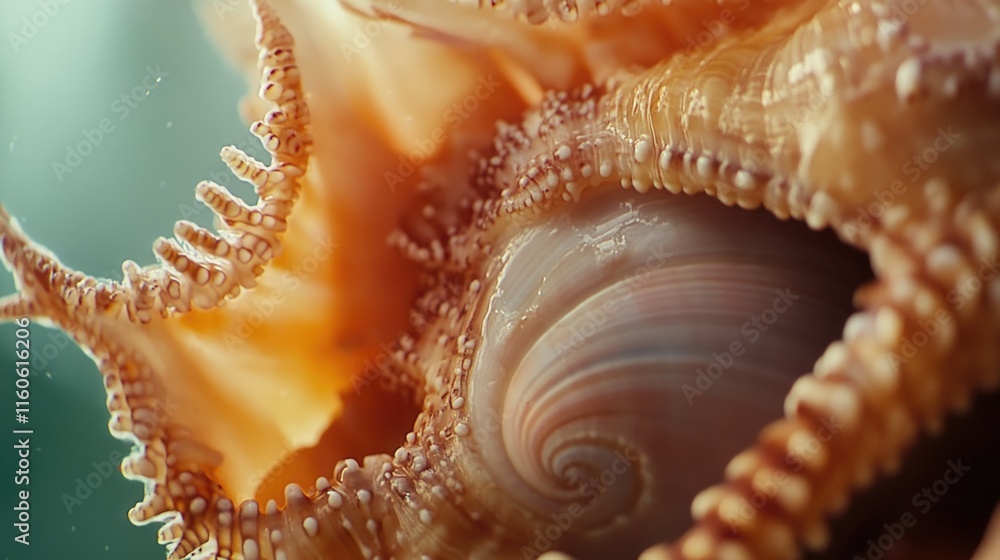 Poster a close-up view of a shell featuring a unique spiral design