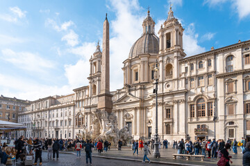 Fototapeta premium Piazza Navona with Fountain of the Four Rivers and Sant’Agnese in Agone