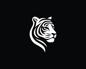 Tiger head, tiger face, logo design vector template. Black and white tiger logo vector illustration.