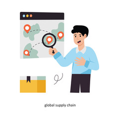 Global supply chain concept vector illustration. Supply Chain isolated On white Background.               