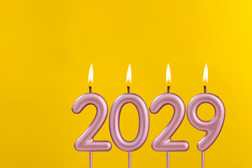 Happy New Year 2029 - Candles in the form of lit numbers