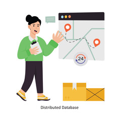  Distributed Database concept vector illustration. Supply Chain isolated On white Background.                 