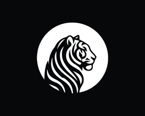 Tiger head, tiger face, logo design vector template. Black and white tiger logo vector illustration.