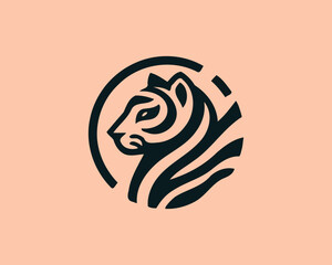 Tiger head, tiger face, logo design vector template. Black and white tiger logo vector illustration.
