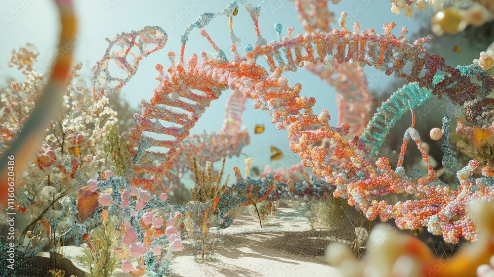 Poster visual depiction of dna replication and transcription, focusing on the molecular interaction between