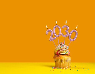 Happy New Year 2030 - Candles in the form of lit numbers
