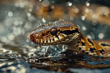 Obraz premium Artistic Capture of Snake Gliding Through Water Surface