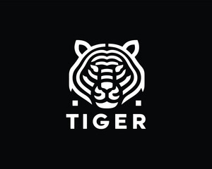Tiger head, tiger face, logo design vector template. Black and white tiger logo vector illustration.